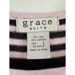 Grace Suits Silk Blend Purple Striped Knit Sleeveless Tank Top Shell Size Large Photo 3