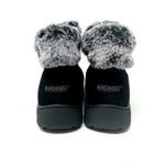 Khombu  Size 7 Boots Black Leather Slip On Faux Fur Side Zip Winter Snow Warm‎ Photo 4
