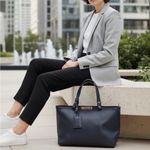 Longchamp  Le Foulonne City Black Leather Tote Bag Photo 1