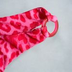 Mikoh  Uturoa Bikini Bottom Hot Pink Leopard Punch Side Acrylic Rings Large Photo 4