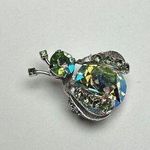 Vintage Warner Insect Bug Blue Green AB Rhinestone Silver Tone Signed Brooch Pin Photo 0