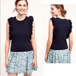 Anthropologie Knitted & Knotted • Navy Ruffle Sweater Tank Top Photo 0