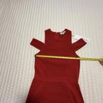 Parker Red Boomerang Knit Bodycon Cold Shoulder Dress Sz S Small $298 Poinsettia Photo 4