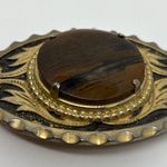 Western Belt Buckle Black & Brown Agate Vintage Cowboy 60's Silver and goldtone Photo 7