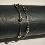 Women’s vintage set of 2 dainty two tone‎ crystal bangle bracelets one size Silver Photo 0