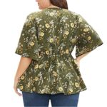 BloomChic Floral Print Ruffles Surplice Neck Blouse size 14/16 in Moss NWT Green Photo 1