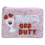 Mom Off Duty Beaded Viola Coin Purse NWT O/S Pink Photo 0