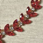 Betsey Johnson  red/orange rhinestone flower statement necklace Photo 9
