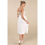 Lulus NWT  Teodora White Floral Applique Lace-Up Midi Dress Wedding Cocktail Sz L Photo 3