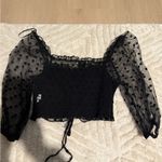 O. Vianca Chic Black Sheer Sleeve Women's Blouse Photo 3