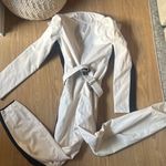 DKNY Belted One Piece Fleece Lined Ski Suit Jumpsuit Snowbib White w/ Sporty Stripes Photo 5