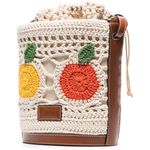 STAUD $395 Anita Leather Trimed Fruit Crochet Bucket Bag NEW Photo 4