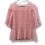 Jason Wu Pink Smocked Chiffon Top Women’s Size 6 Short Sleeve Lightweight Photo 2