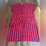 Chetta B Vintage 80s . Peter Novello Sherrie Bloom Red Blue Stripe Linen Dress M Photo 5
