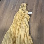 Love Shack Fancy NWT  Silk Lurex Pleated Bryce Dress in Golden Hour Photo 9