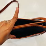 Liz Claiborne Vintage Navy and Brown Leather Bag size Height 7.3” & W 10” Photo 6