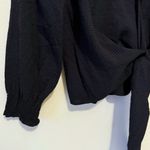 Madewell Womens Wrap Top Smocked Sleeve Long Sleeve Black Size XXS New Photo 5