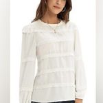 Grace Karin Lace Decorated Tiered Puff Sleeve Blouse White Women’s Size 2XL Photo 1