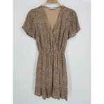Abercrombie & Fitch Mini Dress Small Tan Leopard Ruffle Hem Boho Chic Feminine Photo 1