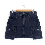 Aritzia  Denim Forum The '90s Mid Rise Cargo Mini Denim Jean Skirt Black Eyeliner Photo 3