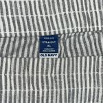 Old Navy Sz XL Gray Stripe Linen Blend High-Rise Pull On Straight Leg Crop Pants Photo 2