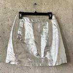 French Connection Metallic Silver Faux Leather Mini Skirt | Size 4 Photo 0
