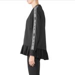 RED Valentino Black Pleated Peplum Sweatshirt Logo Tape Sleeves Designer Top S Photo 3