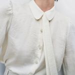 ZARA NWT | Pearl Button Ivory Tie Blouse  Photo 1