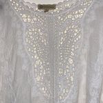 Democracy  crochet front & full back dolman sleeves white shirt woman size SMALL Photo 1