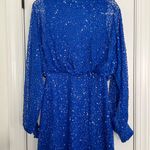 Nasty Gal Blue Sequin Balloon Sleeve Dress Photo 0