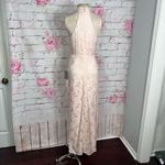 Lulus Lulu’s nwt Red Carpet Ready Light Rose Floral Satin Jacquard Maxi Dress Photo 8