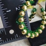 Christmas Gold Ball Tinsel Hoop Earrings & Noel Bracelet Red Photo 3