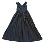 Free People 100% Cotton Black Midi Dress Ruffle Smocked Tie Back Size Small Photo 0