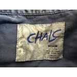 y2k CHALC Distressed Denim Button Up Long Sleeve Shirt Size Medium Blue Photo 5