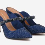 Kurt Geiger Blue Duke Drench 100 Crystal-Embellished Mules Heels Size 41 NEW Photo 10