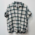 Madewell Rockfern Plaid Antique Cream Flannel Short Sleeve Daily Shirt M… Photo 2