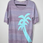 Soft Surroundings Soft‎ Surroundings Palm Tree Short Sleeve Medium Tunic Sweater Purple Blue Wash Photo 0