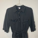 Venus Black Wide Leg Jumpsuit Button Up Front Size 10 Photo 2