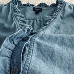 J.Crew  Sleeveless Ruffled Denim Chambray Button Up Top Size L Photo 6