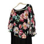 Connected Apparel NWT  Alyssa Floral Black Pink Spring Cape Ladies Dress SZ 20W Photo 3