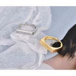 Boutique NEW Unisex Yellow Gold Plated Silver Bar‎ Band Ring, Adjustable Photo 7