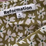 Reformation Benson Silk Mini Skirt Green & White – Size 4 Photo 6