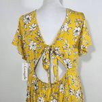 Loveappella  Yellow Floral Mini Dress with Open Tie Back NWT Size XL Photo 4