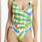 Farm Rio Tropical Fresh Faux Wrap One-Piece Swimsuit, Size X-Large, $195 Photo 0