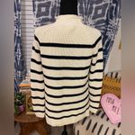 Talbots ⚓️Women’s Striped Cotton Shaker Stitch Roll Neck sweater Cream & Navy PM Photo 5