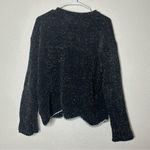 Anthropologie Moth Shimmer Black Crew Neck Knit Sweater Small Photo 3