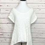 Almost Famous White Crochet Sleeve Flared Hem Knit Burnout Top Size Small Photo 0