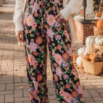 Boutique &Merci Floral Satin Wide Leg Retro 70s Pants Photo 0