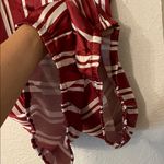 Anthropologie  Burgundy and White Striped Pajama Romper Size Large Photo 3