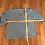 Cotton Blue  Chic Women's Blueish Blouse 100% Cotton Henley Neckline Short Sleeve Photo 3